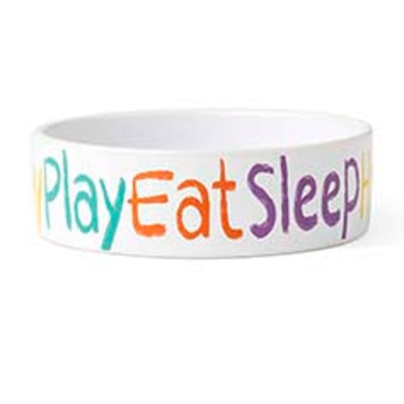 Petrageous Designs - Crayon Pup 5" Shallow White Bowl (1 cup)