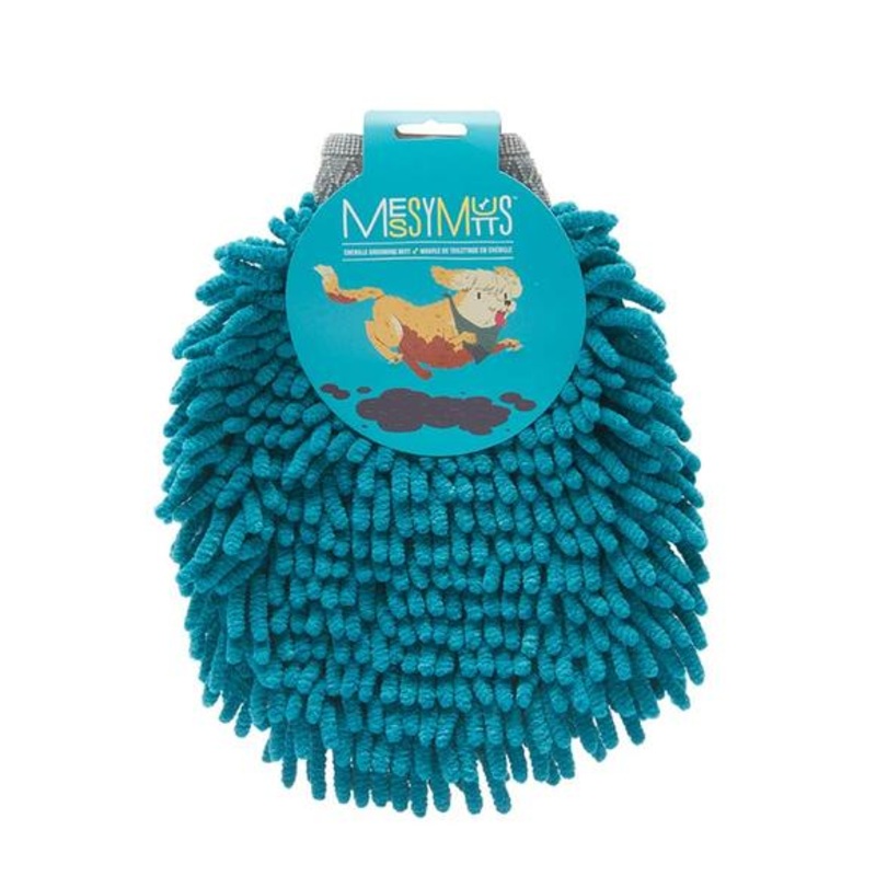 Messy Mutts Microfiber Grooming Mitt, Blue