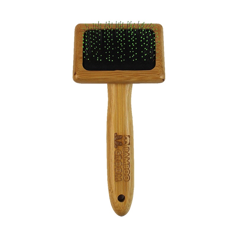 Bamboo Groom - Soft Slicker Brush with Stainless Steel Pins & Comfort Tips