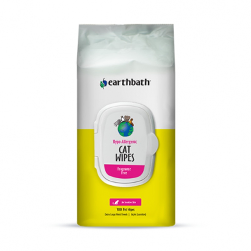 earthbath Hypo-Allergenic Cat Grooming Wipes Fragrance Free (100 ct)