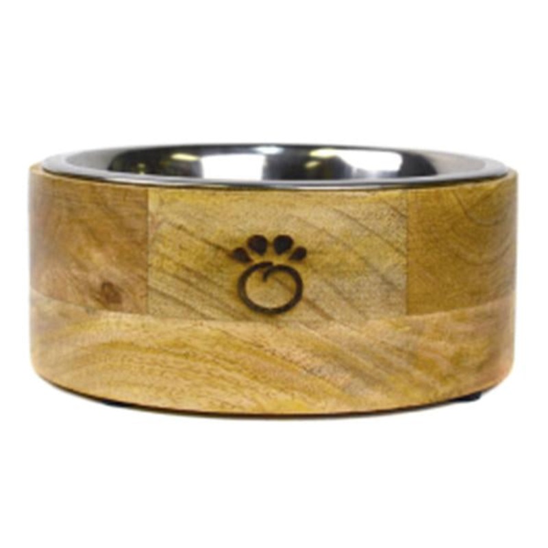 GF Pet Stainless Steel Pet Bowl with Mango Wood Holder