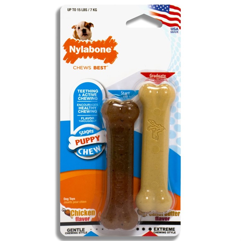 Nylabone Puppy Chew (CH) & Power Chew (PB) Twin Pack (Petite)