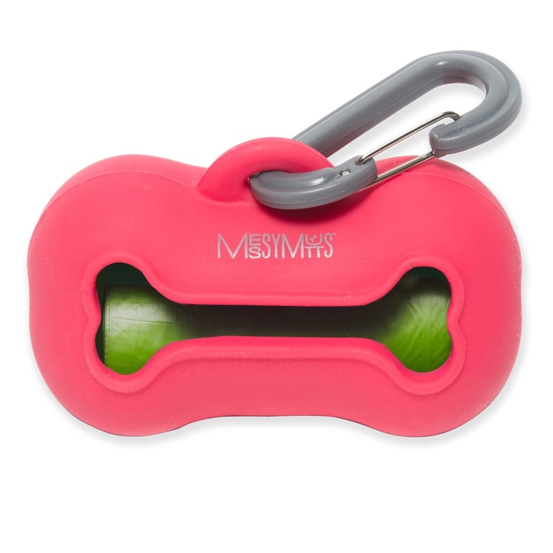 Messy Mutts Silicone Waste Bag Holder, w/15 Bag Earth Rated Roll