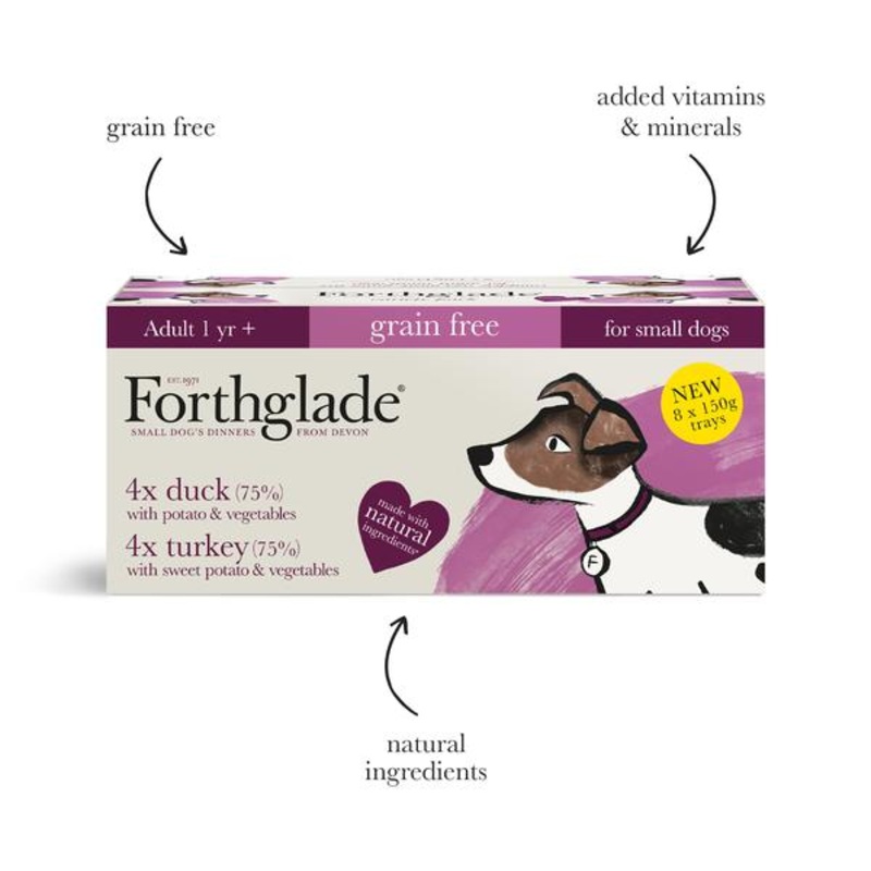 Forthglade Small Dog Grain Free Variety Turkey & Duck 8x150g