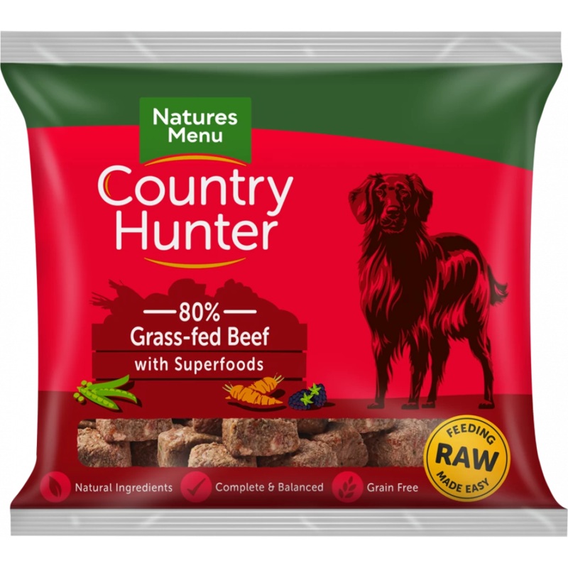 Natures Menu Country Hunter Raw Grass Fed Beef Nuggets 1Kg -  (Frozen Click & Collect Only)