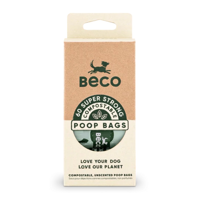 Beco Compostable Poop Bags, Unscented, 60 Pack, Big and Strong