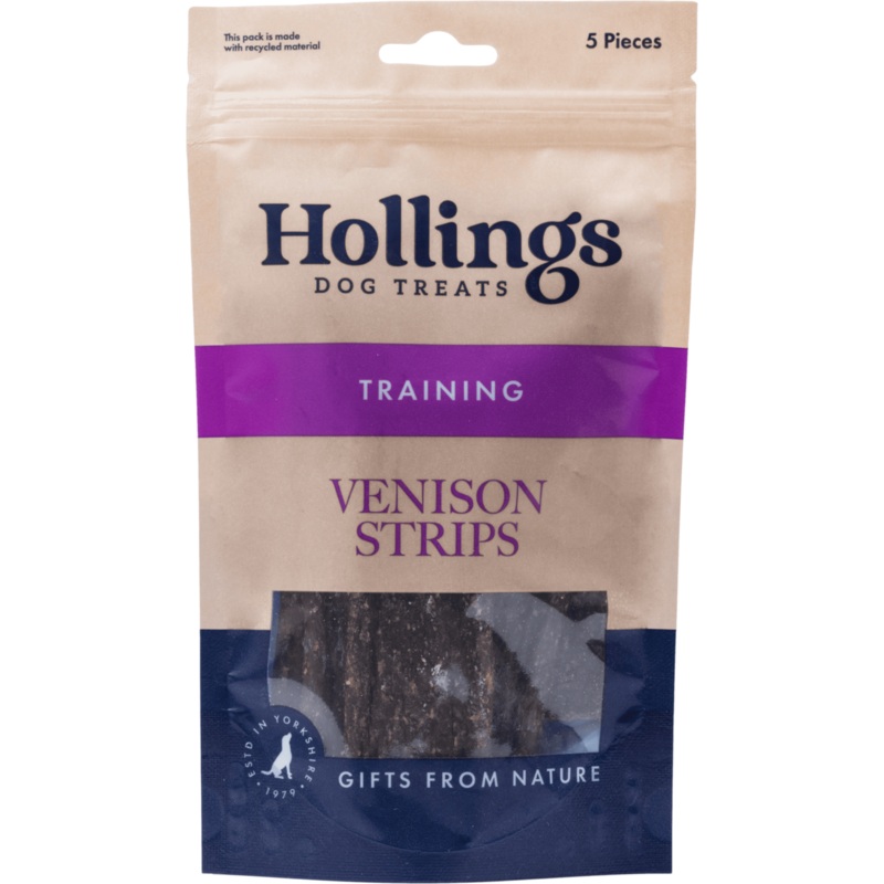 Hollings Natural Strips Venison Dog Treats 5pk