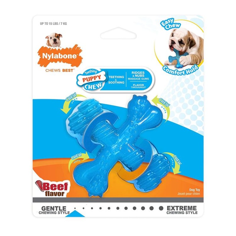 Nylabone Dura Chew X Bone Beef Puppy Chew Toy