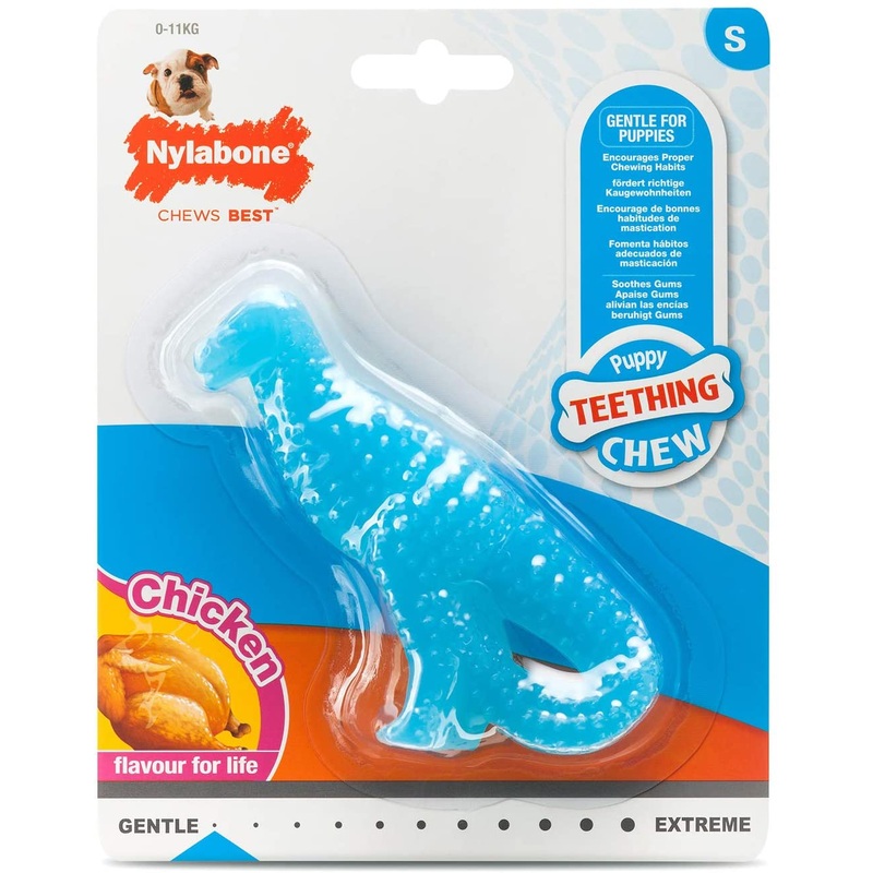 Nylabone Puppy Teething Dental Dino Chicken Small Dog Toy