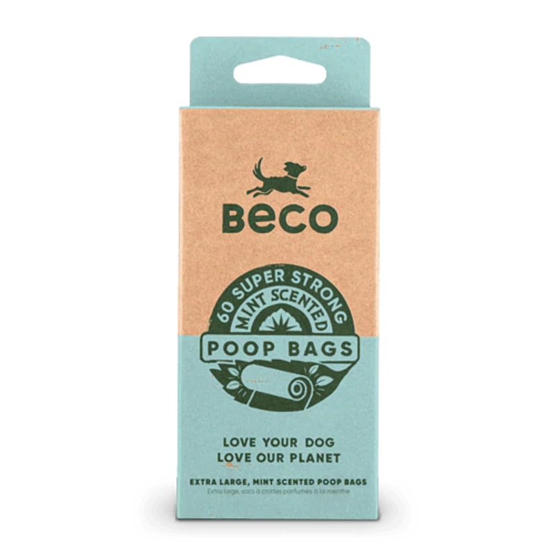 Beco Poop Bags, Mint Scented, 60 Pack, Big, Strong and Leak-Proof
