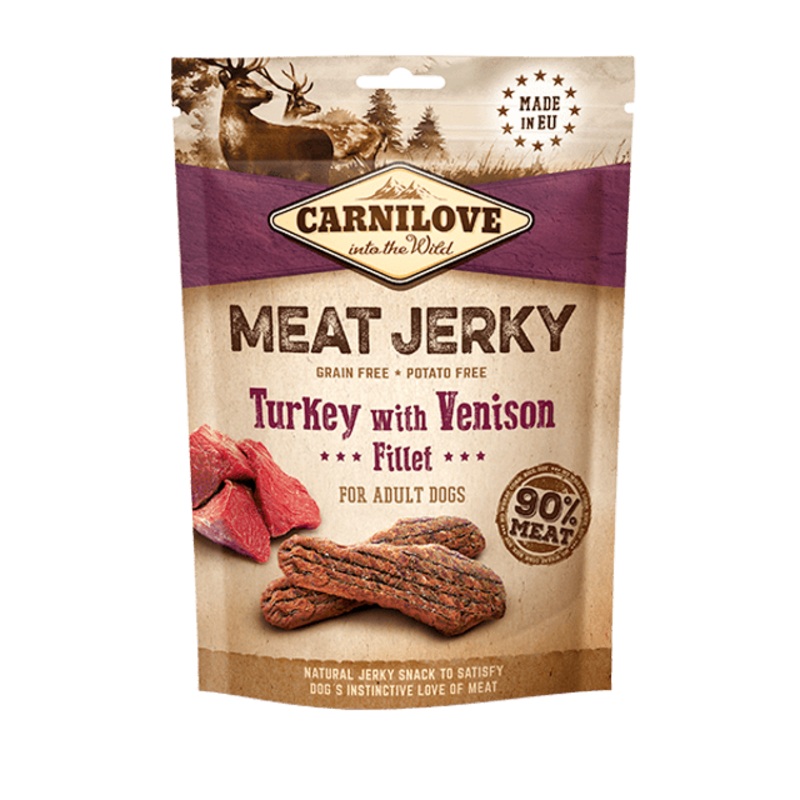 Carnilove Jerky Turkey with Venison Fillet Dog Treats 100g
