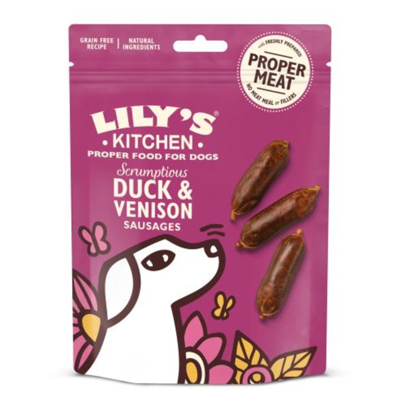 Lilys Kitchen Scrumptious Duck & Venison Sausages Dog Treats