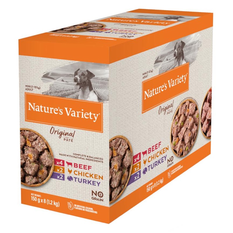 Natures Variety Original Pate Mini Adult Wet Dog Food Pouches 8x150g