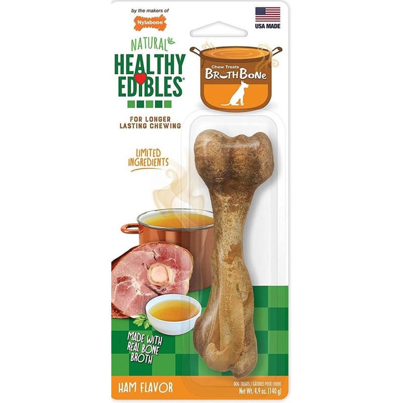 Nylabone Healthy Edibles Bone Broth Ham Flavor 1 Count Large