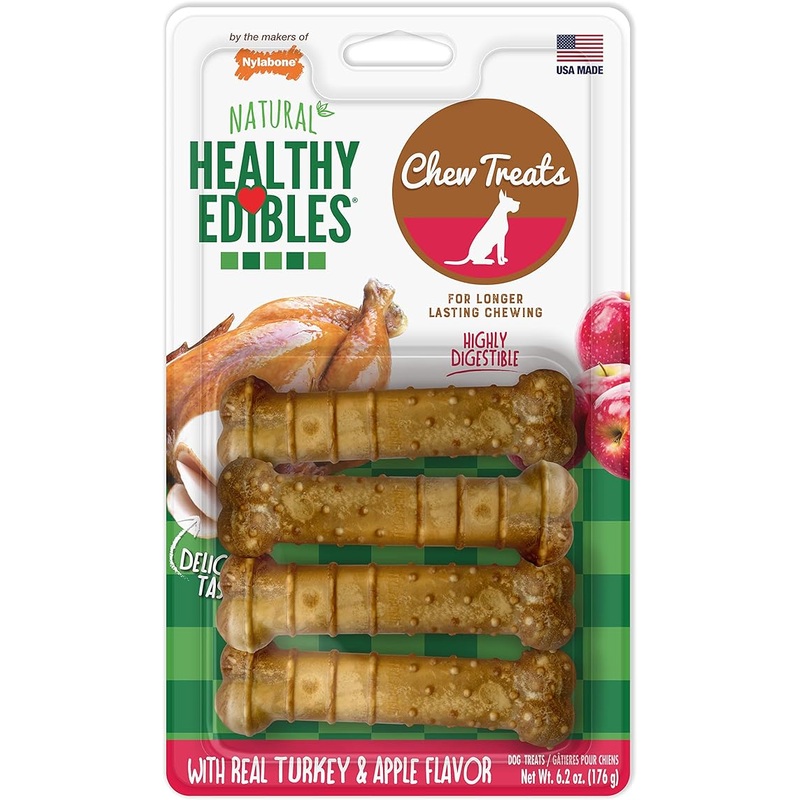 Nylabone Healthy Edibles Combo Turkey Apple Regular 4Ct