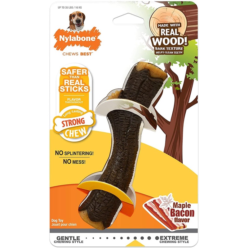 Nylabone Strong Chew Stick - Real Wood with Maple Bacon Wolf