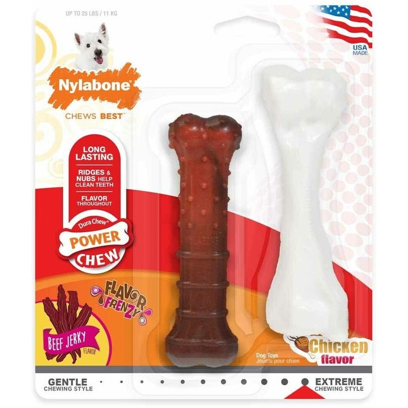Nylabone Beefy Twin Pack, Beef Jerky & Chicken Regular