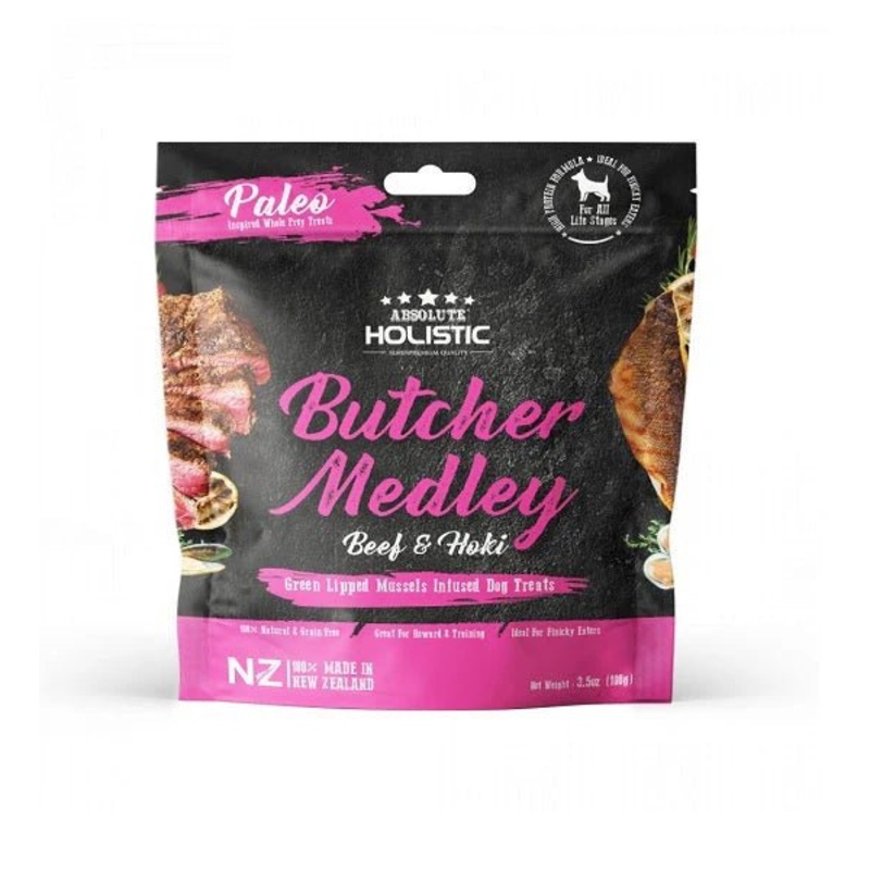 Absolute Holistic Air Dried  Diet Beef & Hoki Dog Treats - 100g
