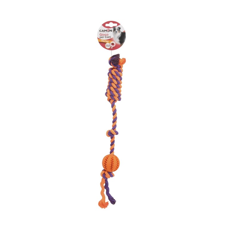 Camon Rubber Ball with Cotton Rope - 30cm