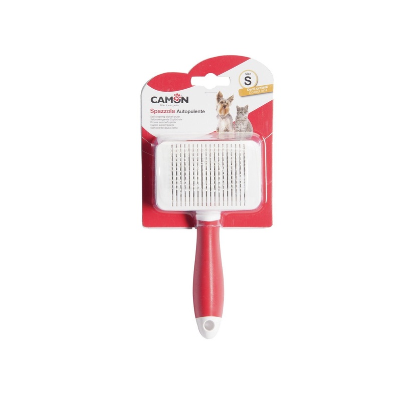Camon Slicker Brush with Stainless Steel Plastic Coated Pins - M