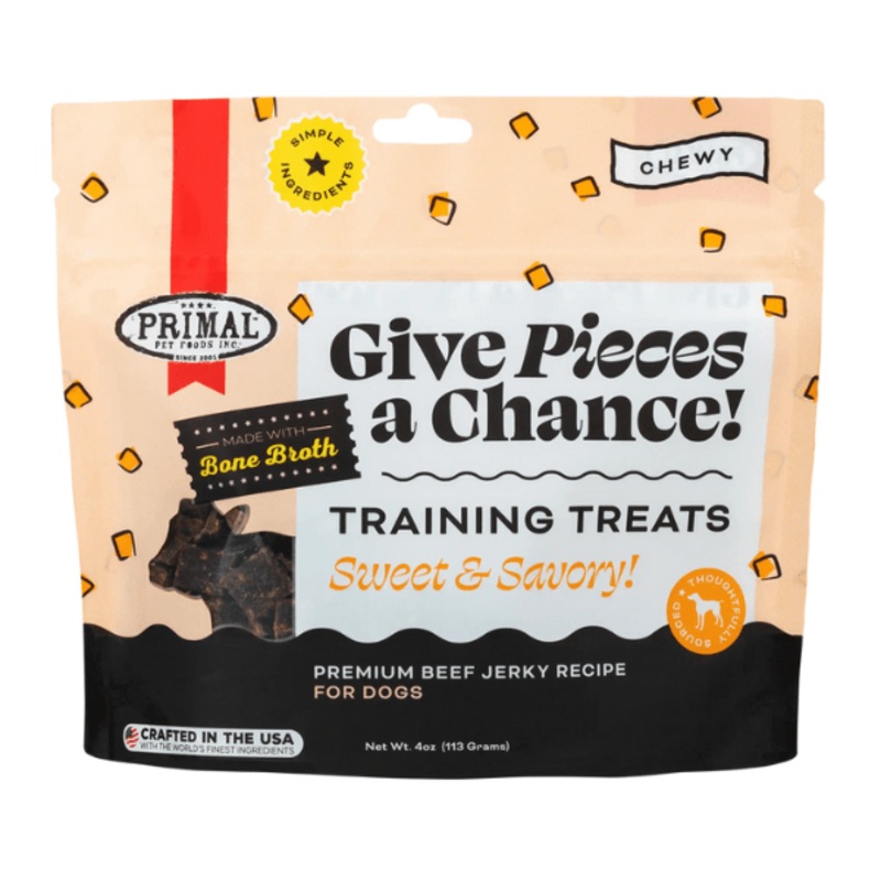 Primal Give Pieces A Chance  Beef with Broth Jerky Treat - 4oz