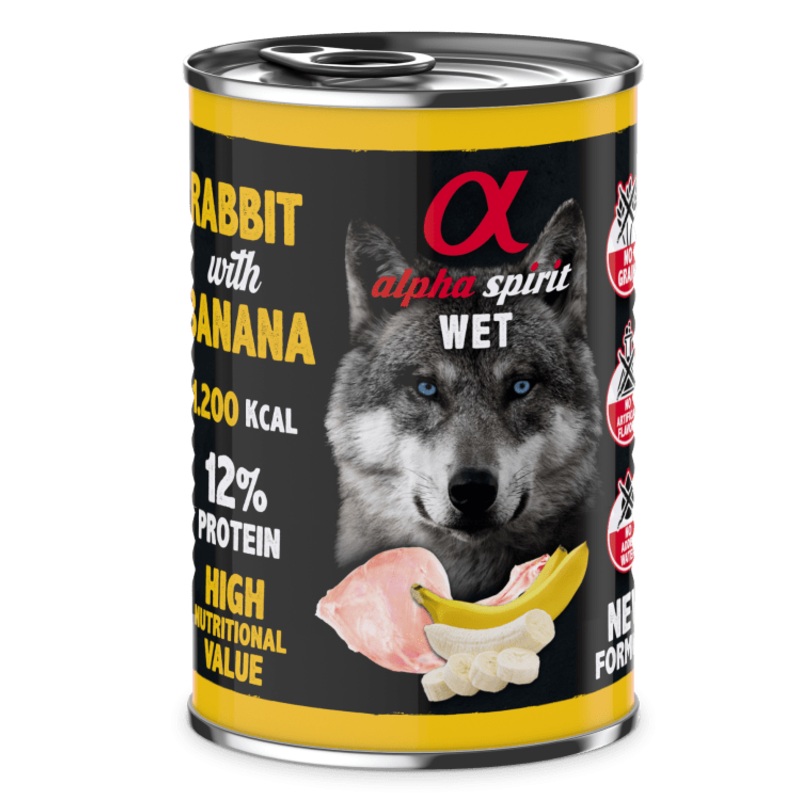 Alpha Spirit Canned Dog Food Rabbit with Banana - 400g