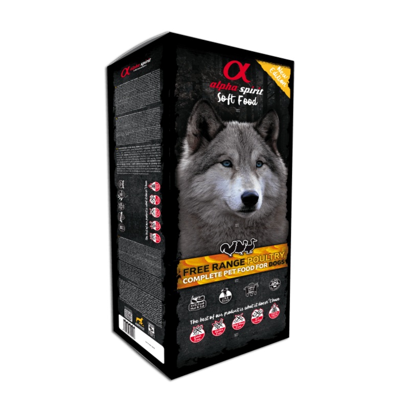 Alpha Spirit Soft Food for Adult Dogs Poultry - 9kg Box (45 trays x 200g)