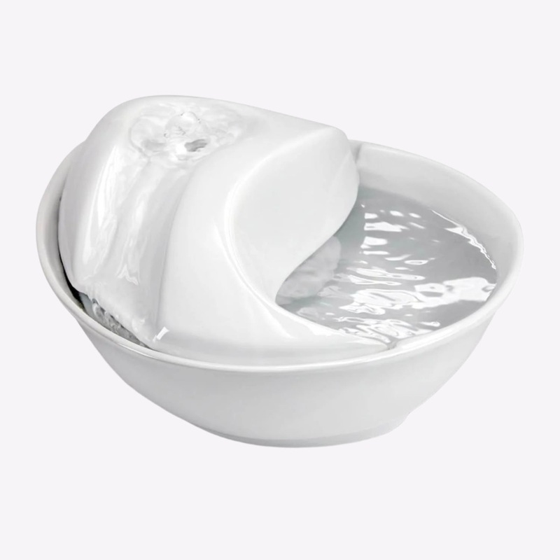 Pioneer Pet Raindrop Durable Ceramic Pet Fountain - 60oz (White)