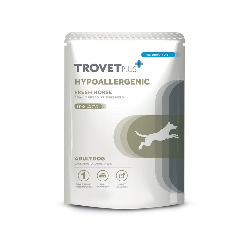 Trovet Plus Pouch Dog Hypoallergenic Horse Veterinary Diets Wet Food - 3x300g
