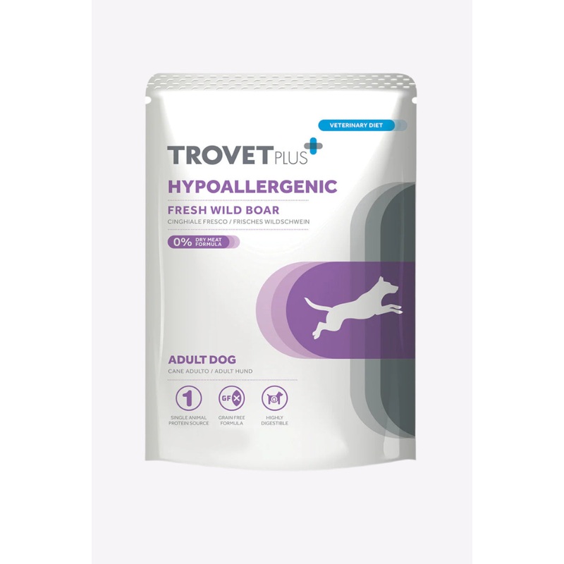 Trovet Plus Pouch Dog Hypoallergenic Wild Boar Veterinary Diets Wet Food  - 3x300g