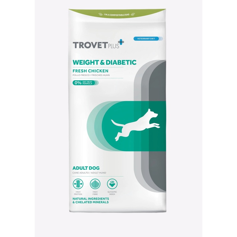 Trovet Plus Weight & Diabetic Chicken Veterinary Diets Adult Dry Dog Food  - 3kg