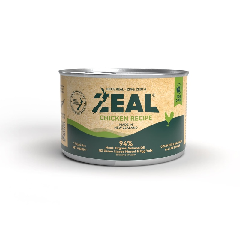 Zeal Grain Free Canned Chicken Recipe Dog Food   6x170g