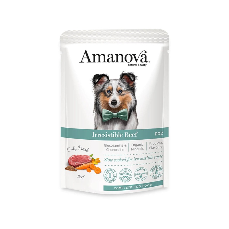 Amanova Irresistible Beef Adult Wet Dog Food- 12X100g