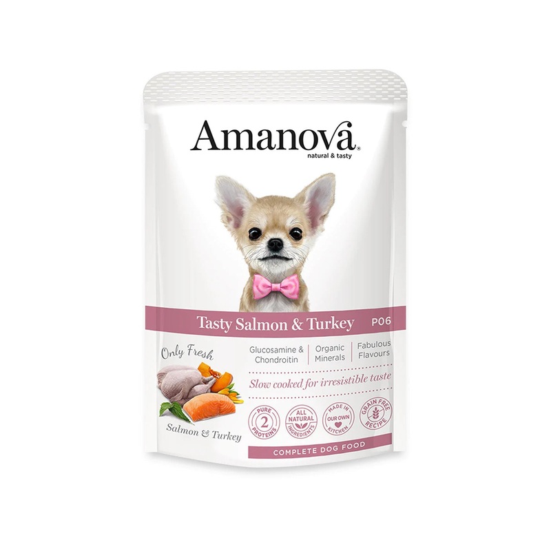 Amanova Wet Adult Dog Food Tasty Salmon Turkey   12X100g