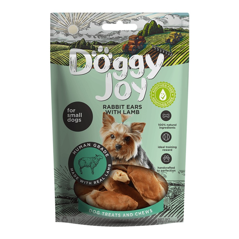 Doggy Joy Rabbit Ears With Lamb Dog Treats - 55g