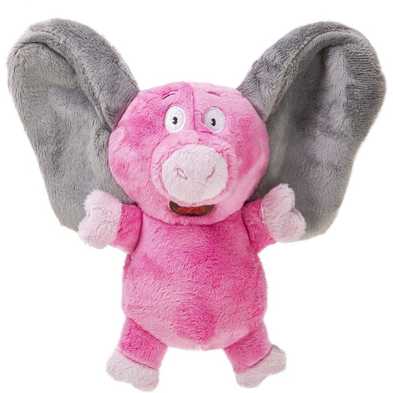 GoDog Silent Squeak Flips Pig Elephant with Chew Guard Technology Durable Plush Large Dog Toy