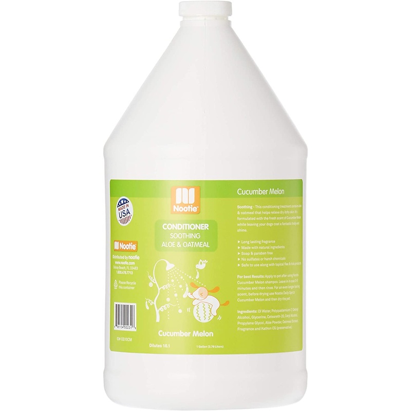 Nootie Conditioner Soothing Aloe Oatmeal Conditioner  Cucumber Melon Gallon For Dog