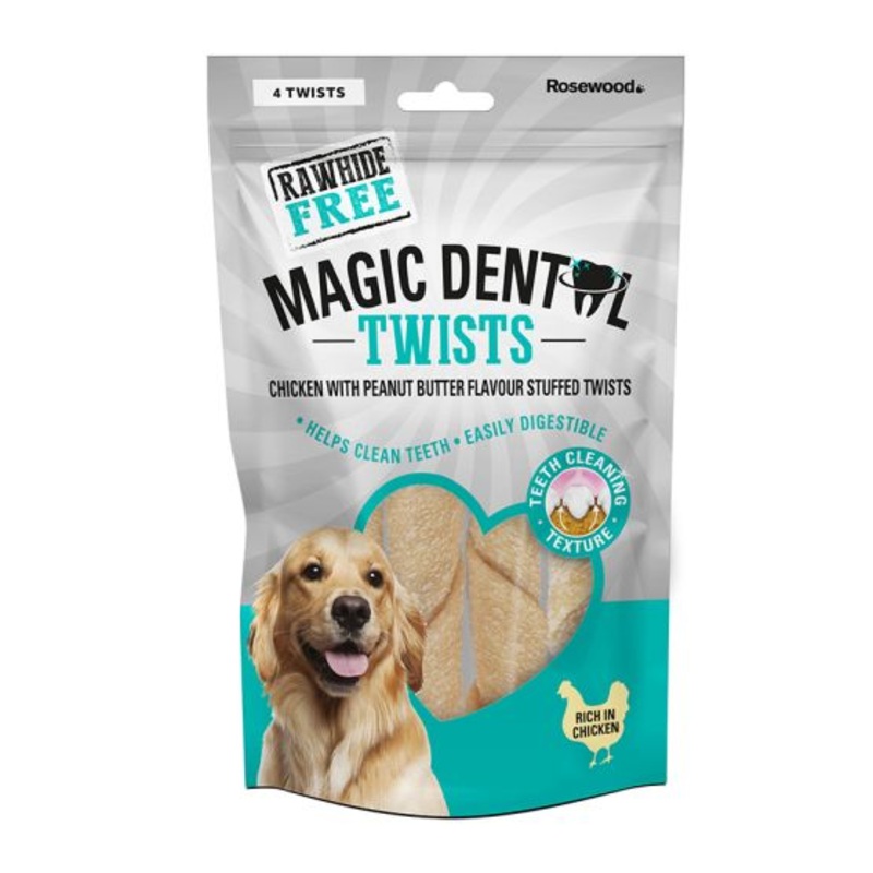 Rosewood Magic Dental Twists Chicken Dog Treats - 120g