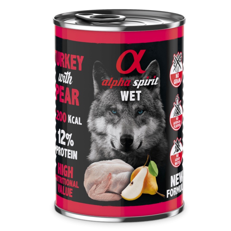 Alpha Spirit Canned Dog Food Turkey with Pear - 400g