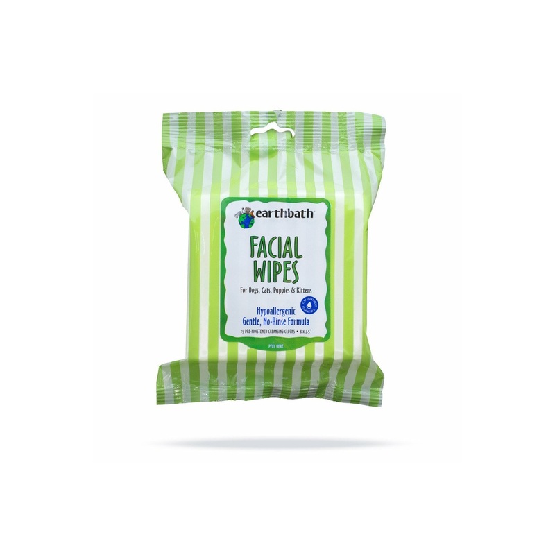 earthbath Facial Wipes, Hypo-Allergenic Cucumber Melon for Dogs, Cats, Puppies & Kittens, 25 ct re-sealable package