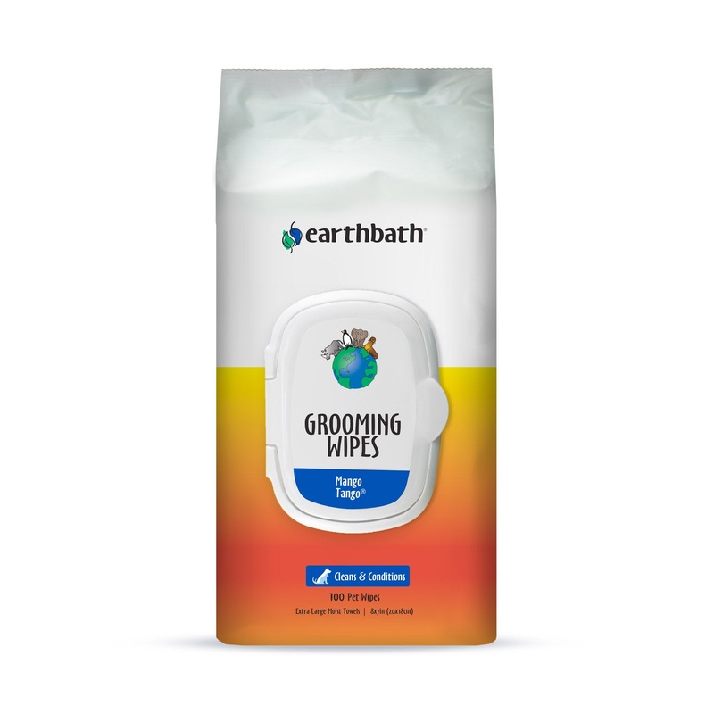 earthbath Grooming Wipes, Mango Tango, Cleans & Conditions, 100 ct re-sealable container
