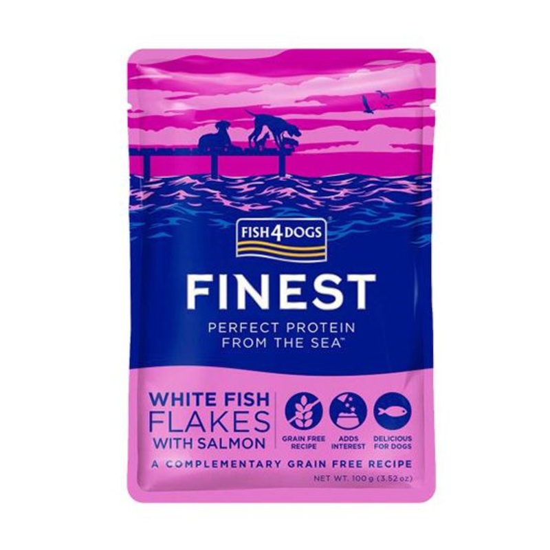 Fish4Dogs White Fish Flakes with Salmon Wet Food - 3x100g