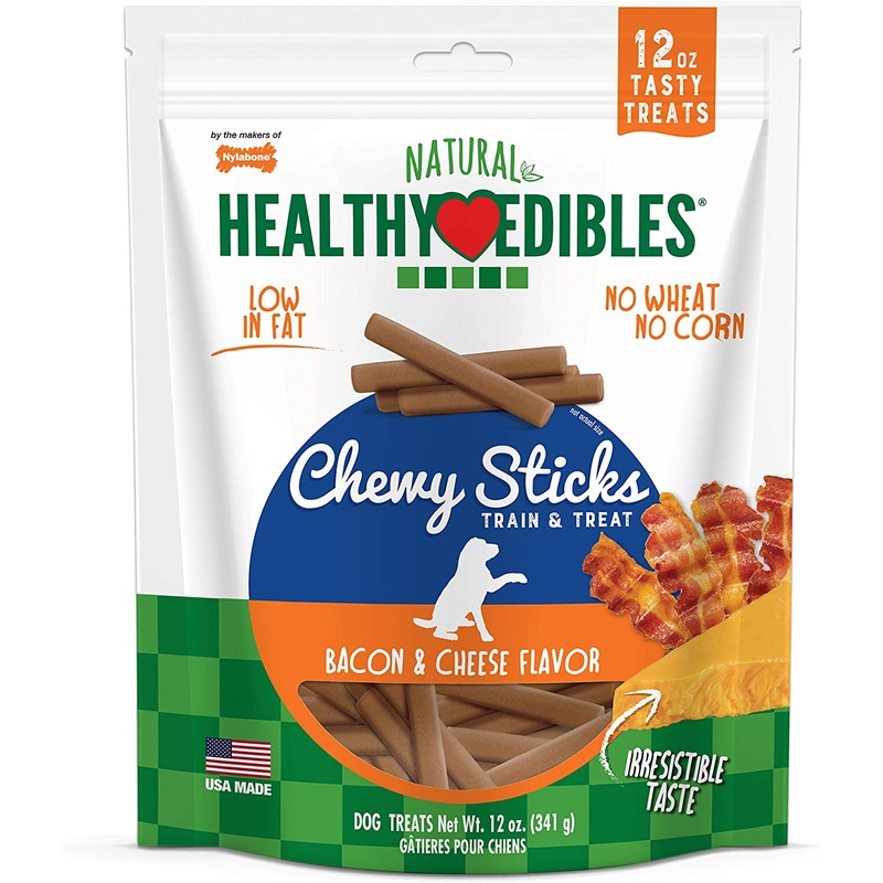 Nylabone Healthy Edibles Grain Free Chewy Sticks Bacon & Cheese Flavor - 12oz