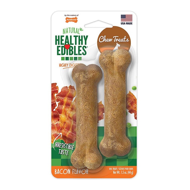 Nylabone Healthy Edibles Longer Lasting Bacon Twin Pack Blister Card Petite