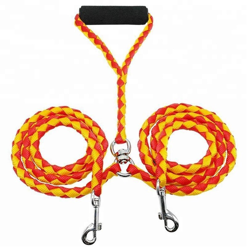 The Pets Club Double Dog Braided Tangle Free Training Leash