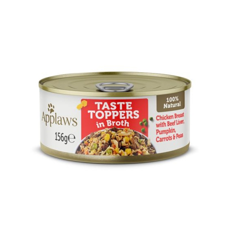 Applaws Taste Toppers in Broth Chicken with Beef Wet Dog Food - 3x156g