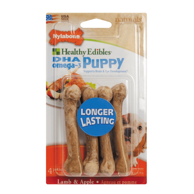 Nylabone Healthy Edibles Puppy Lamb & Apple 4 count Blister Card Petite