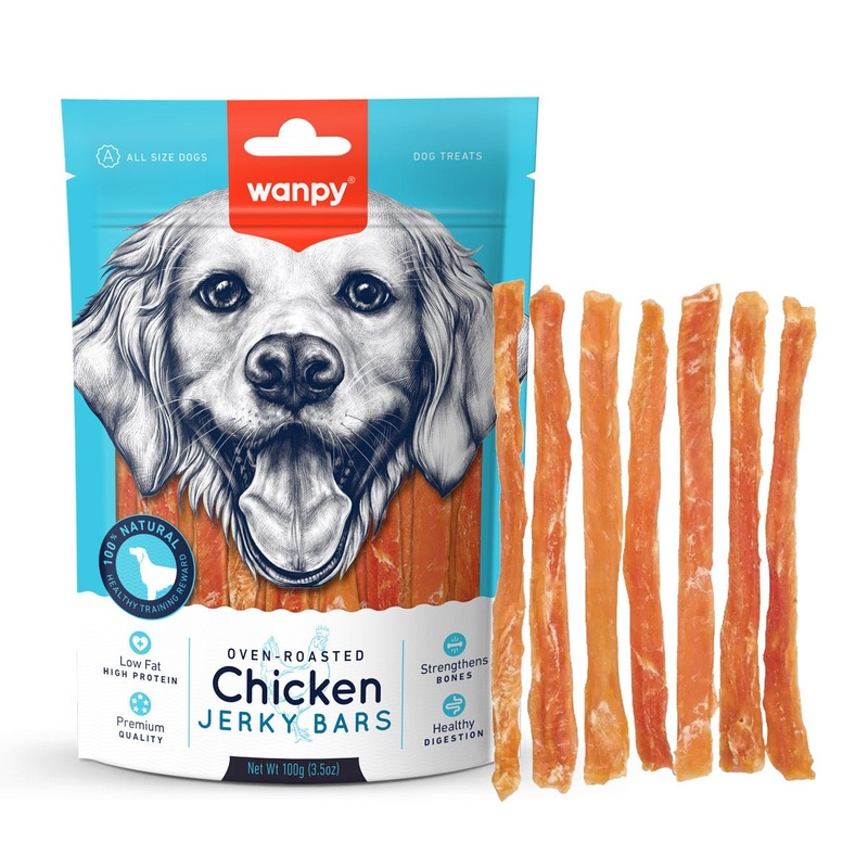 Wanpy Chicken Jerky Bars Dog Treats - 100g