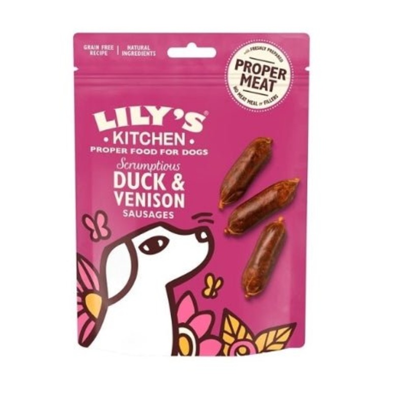 Lily's Kitchen Scrumptious Duck & Venison Sausages Dog Treats - 70g