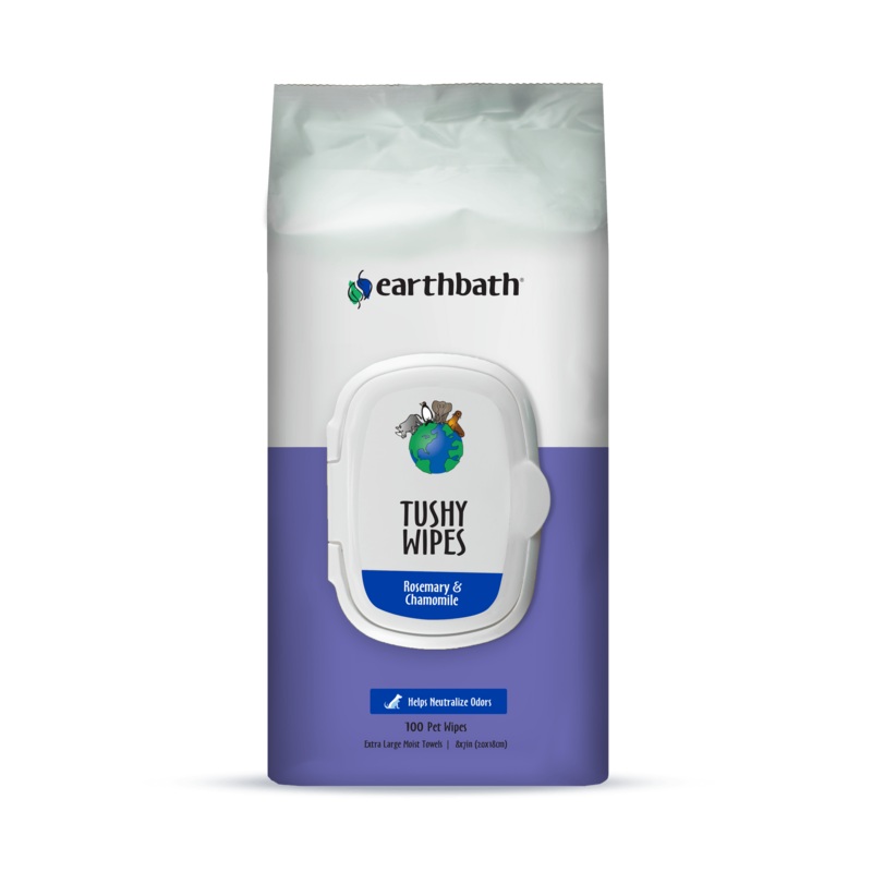 earthbath Tushy Wipes, Rosemary & Chamomile Odor-Eating Enzymes & Baking Soda, 72 ct re-sealable